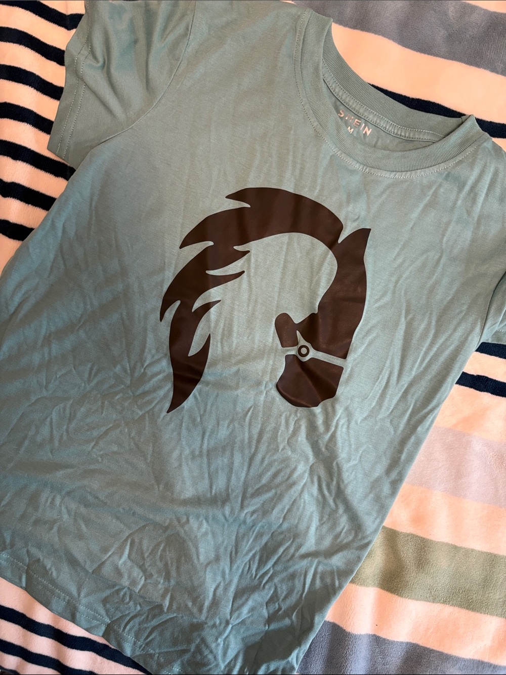 SHEIN Teal Graphic Horse Head Tee